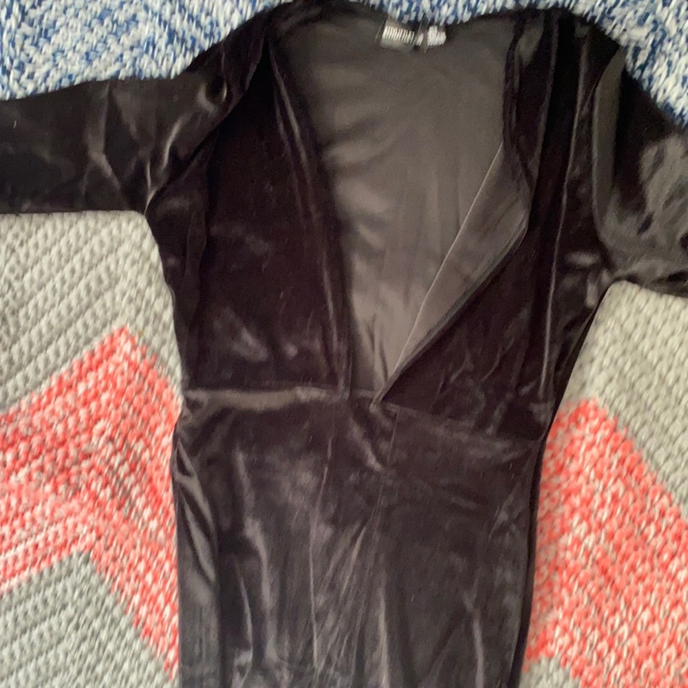 Black PLT velvet maxi dress with split